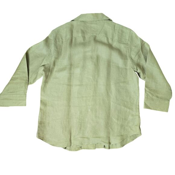 Lauren Ralph Lauren 100% Linen Brown Long Sleeve Button Down, Large - Picture 4 of 10